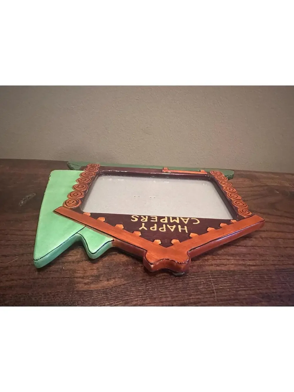 Lorrie Veasey Our Name is Mud Ceramic Happy Campers Log Cabin Picture Frame 4x6